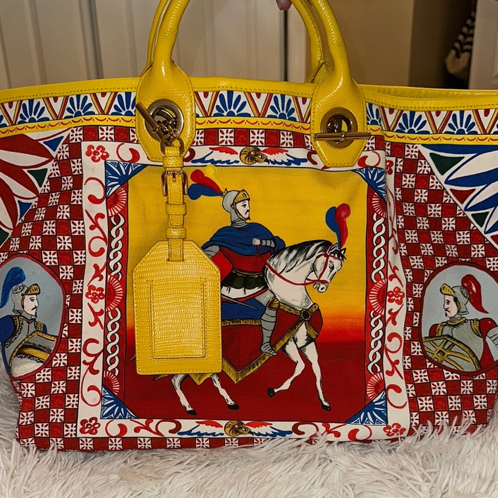 Dolce & Gabbana Yellow and Red Tote Bag with Graphic Design